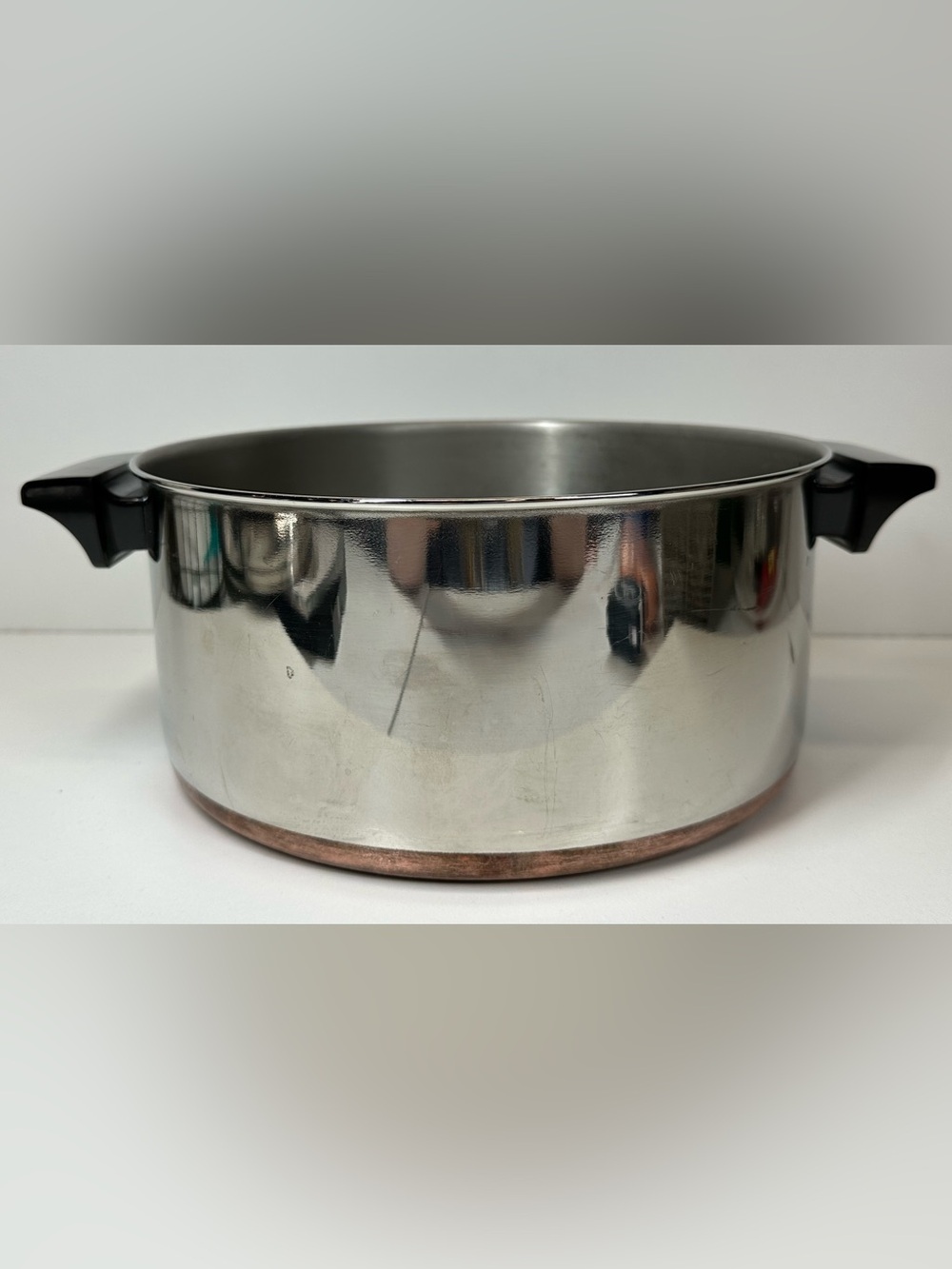 Vintage Revere Ware Copper Bottom 4 1/2 QT Quart Stock Pot Without Lid